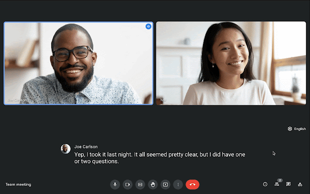 Google Meet speech-to-text live captions.