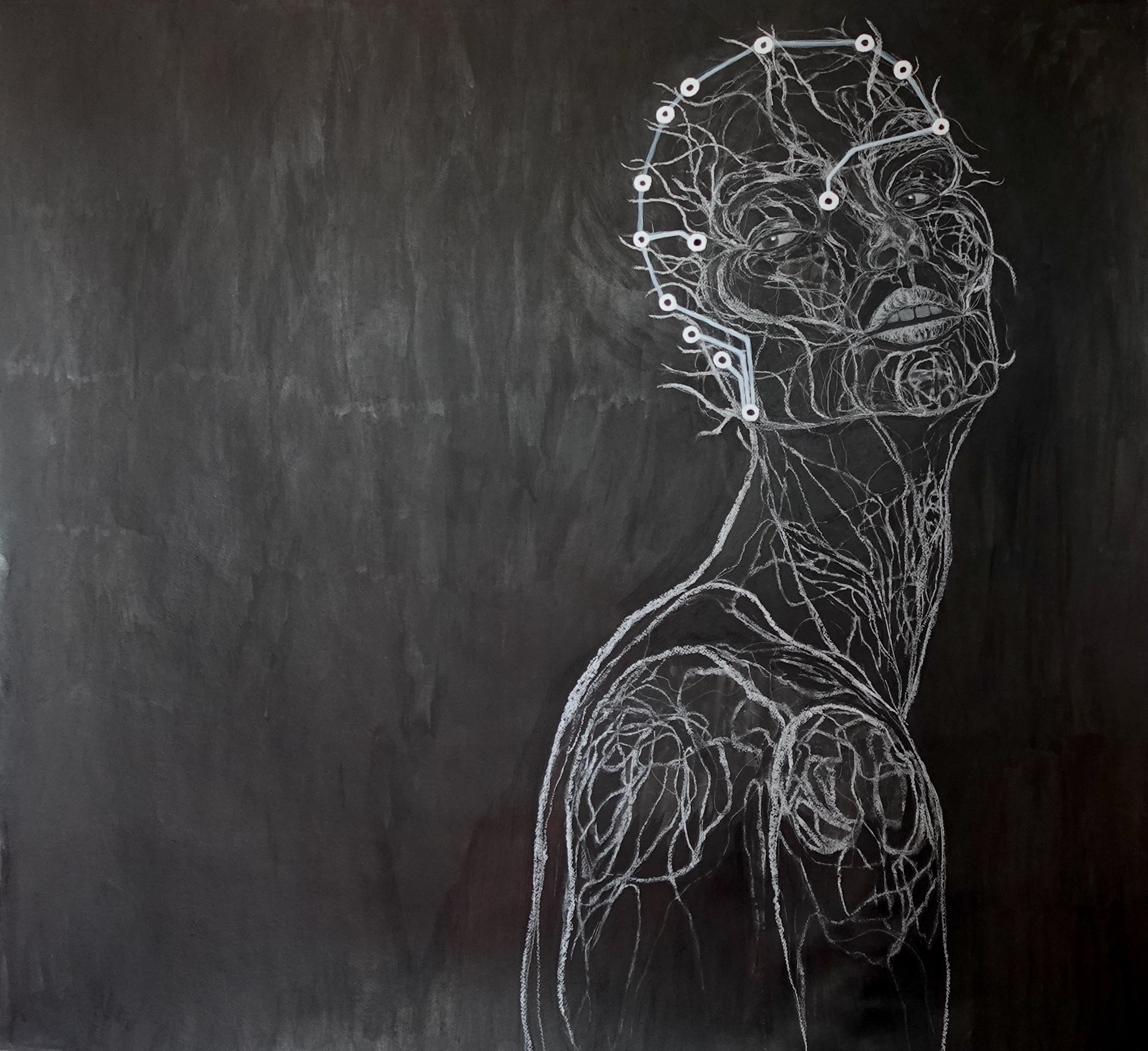 Artwork by Shannon Holloway exploring human-machine biological integration.