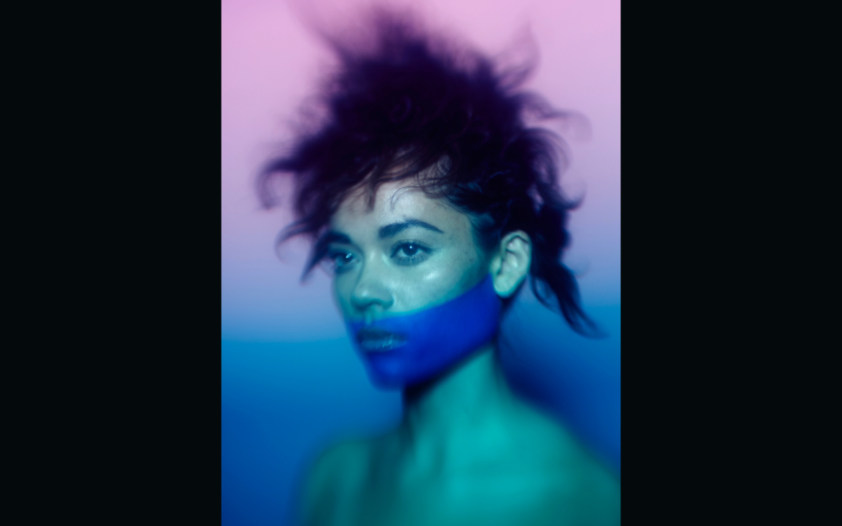 Color filter portrait of Shannon with editorial makeup